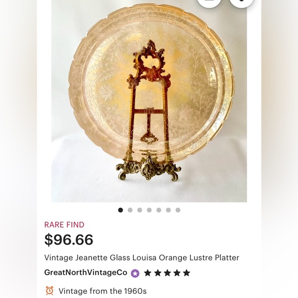 Vintage Louisa Gold Iridescent Platter / Cake Server Sz 13 5/8” - Picture 9 of 9